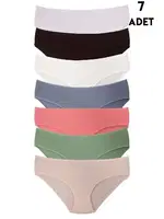Renkli Büyük Beden Yüksek Bel Külot Pamuklu 7li Paket Koza Biat KZ57000-532 Asorti
