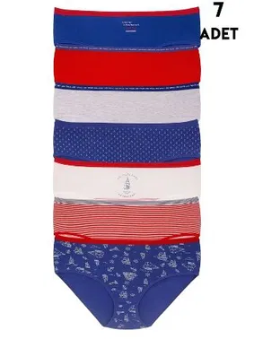 Koza Biat Renkli Büyük Beden Yüksek Bel Külot Pamuklu 7 Adet Koza Biat KZ57000-677