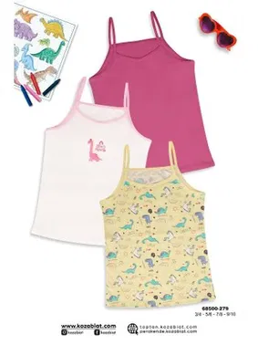 Koza Biat 3 Adet İp Askılı Renklş Kız Çocuk Atlet Koza Biat KZ68500-279 - Alternatif Görünüm