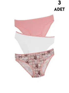 Koza Biat Kız Çocuk Külot 3 Adet Renkli Koza Biat KZ76500-287