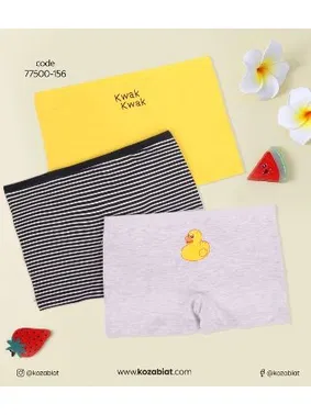 Koza Biat 3 Adet Renkli Kız Çocuk Boxer Koza Biat KZ77500-156 - Alternatif Görünüm