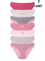 Kız Çocuk Renkli Slip Külot 7 Adet Paket Koza Biat KZ79500-39 Asorti