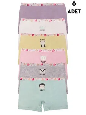 Koza Biat Renkli Kız Çocuk Pamuk Boxer Külot 6 Adet Koza Biat KZ89500-31