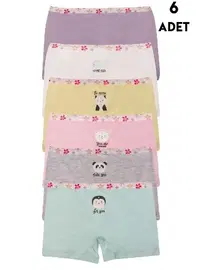 Koza Biat Renkli Kız Çocuk Pamuk Boxer Külot 6 Adet Koza Biat KZ89500-31