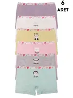 Renkli Kız Çocuk Pamuk Boxer Külot 6 Adet Koza Biat KZ89500-31 Asorti