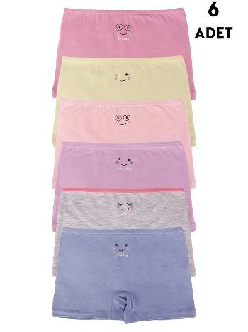 Kız Çocuk Pamuk Boxer Külot 6 Adet Koza Biat KZ89500-34