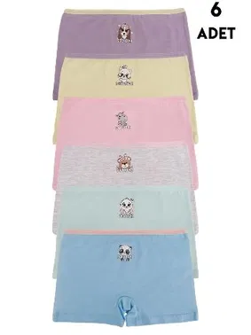 Koza Biat Renkli Kız Çocuk Pamuk Boxer Külot 6 Adet Koza Biat KZ89500-36