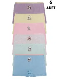 Koza Biat Renkli Kız Çocuk Pamuk Boxer Külot 6 Adet Koza Biat KZ89500-36