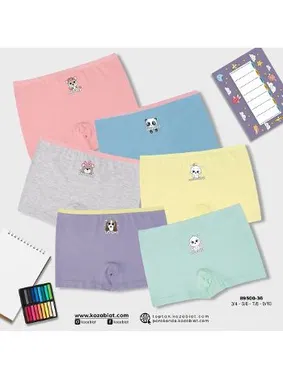 Koza Biat Renkli Kız Çocuk Pamuk Boxer Külot 6 Adet Koza Biat KZ89500-36 - Alternatif Görünüm