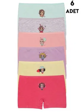 Koza Biat Kız Çocuk Renkli Pamuk Boxer Külot 6 Adet Koza Biat KZ89500-38