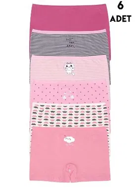 Koza Biat Kız Çocuk Renkli Pamuk Boxer Külot 6 Adet Koza Biat KZ89500-39