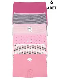 Koza Biat Kız Çocuk Renkli Pamuk Boxer Külot 6 Adet Koza Biat KZ89500-39