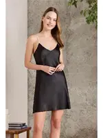 Kuşaklı Çapraz Askılı Saten Emprime Gecelik Sabahlık Takım Pierre Cardin 2420  Siyah görsel 15