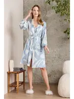 Kuşaklı Çapraz Askılı Saten Emprime Gecelik Sabahlık Takım Pierre Cardin 2420 