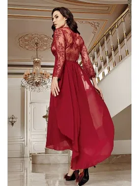 İmaj Kuyruklu Sırtı Transparan Bordo Sabahlıklı Gecelik İkili Çeyizlik Saten Set İmaj 4206 - Alternatif Görünüm