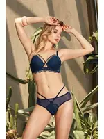 Lacivert Dantelli Desteksiz Kadın İpli Sütyen Takımı Nurteks 4343 Lacivert