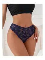 Lacivert Külot Dantelli Kalp Detaylı Şeritli 1043 Lacivert görsel 4