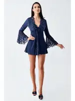 Lacivert Mini Saten Transparan Dantelli Fantazi Gecelik Takım İmaj 4210 Lacivert