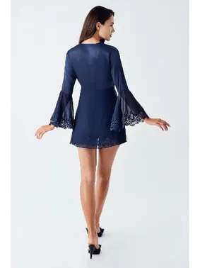 İmaj Lacivert Mini Saten Transparan Dantelli Fantazi Gecelik Takım İmaj 4210 - Alternatif Görünüm