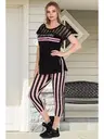 Lady Pijama Takımı Çizgili Tül Omuzlu 12045