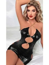 Lily Bianca Lame Zincir Askılı Mini Seksi Kadın Elbise Lily Bianca LB-168