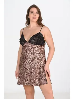 Ahu Lingerie Leopar Gecelik Sabahlık Takım Bigsize Ahu 6203 - Alternatif Görünüm