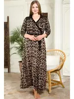 Leopar Viskon Kumaş Anne Gecelik Büyük Beden Lady 7224 Leopar