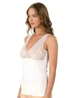 Likralı Dantelli Kalın Askılı Pamuklu Süprem Kadın Atlet Özkan 25610  Ekru farklı açı