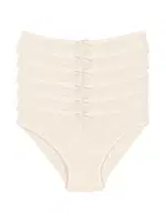 Likralı Kaşkorse Ekru 6'lı Paket Kadın Bikini Külot Yıldız 3553 Ekru