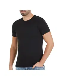 Yıldız Çamaşır Likralı O-Yaka Kısa Kollu Erkek T-Shirt Siyah Yıldız 91