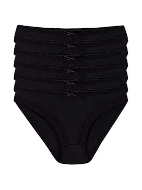 Yıldız Çamaşır Likralı Siyah 6'lı Paket Dantelli Kadın Bikini Külot Yıldız 3771