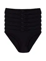 Likralı Siyah 6'lı Paket Dantelli Kadın Bikini Külot Yıldız 3771 Siyah