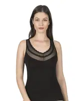 Likralı Süprem Kalın Askılı Tüllü Pamuklu Kadın Atlet Özkan 20582  Siyah görsel 5