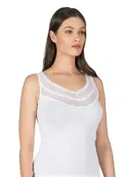 Likralı Süprem Kalın Askılı Tüllü Pamuklu Kadın Atlet Özkan 20582  Beyaz görsel 4