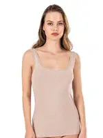 Likralı Tül Biyeli Kalın Askılı Kadın Pamuklu Modal Atlet Özkan 25493  Ten görsel 12