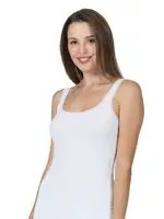 Likralı Tül Biyeli Kalın Askılı Kadın Pamuklu Modal Atlet Özkan 25493  Beyaz görsel 8