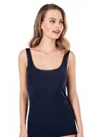 Likralı Tül Biyeli Kalın Askılı Kadın Pamuklu Modal Atlet Özkan 25493  Lacivert görsel 7