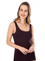 Likralı Tül Biyeli Kalın Askılı Kadın Pamuklu Modal Atlet Özkan 25493  Bordo detay görünüm