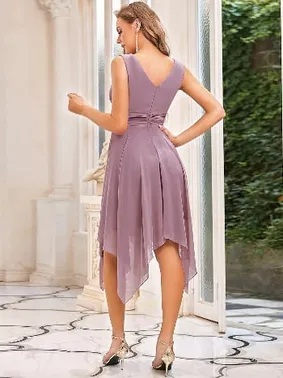 Pink Night Lila Kuloş Asimetrik Kesim Seksi Uzun Elbise Pink Night 5551 - Alternatif Görünüm