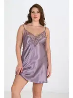 Lila Saten Büyük Beden Gecelik Ahu Primoda 2101 Lila detay görünüm