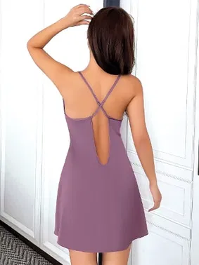 Pink Night Lila Tül Dantelli Transparan Kadın Erotik Gecelik Pink Night 3936 - Alternatif Görünüm