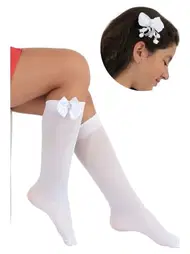 Daymod Manolya Aksesuar toka Takımlı Çocuk Dizaltı Çorap Beyaz Daymod D2242039