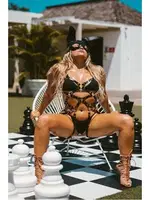 Maskeli Fantazi Siyah Harness Kostüm missisX 2160 Siyah