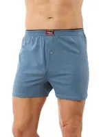 Mavi Erkek Şardonlu Pamuklu Düğmeli Penye Boxer Özkan 0041 Mavi