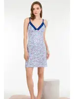 Mavi İp Askılı Pamuklu Lady Gecelik Elbise 6174 Mavi detay görünüm