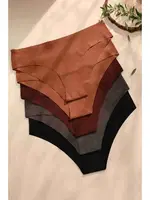 5Li İz Yapmaz Likralı Dikişsiz Lazer Kesim Bikini Slip Külot Çok Renkli Merry See 4503 Çok Renkli