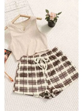 Merry See Merry See Altı Peluş Polar Üstü Örme Kolsuz Pijama Takımı MS 4066 Çok Renkli - Alternatif Görünüm