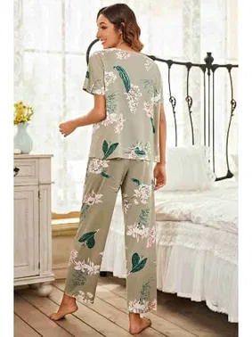 Merry See Çicek Baskılı Soft Kumaş Kısa Kollu Pijama Takımı Çok Renkli MS 4077 - Alternatif Görünüm