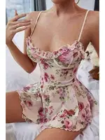 Çicek Desenli Özel Tasarım Fantazi Tulum Gecelik Merry See 2359 Çok Renkli farklı açı