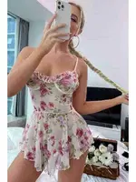 Çicek Desenli Özel Tasarım Fantazi Tulum Gecelik Merry See 2359 Çok Renkli görsel 4